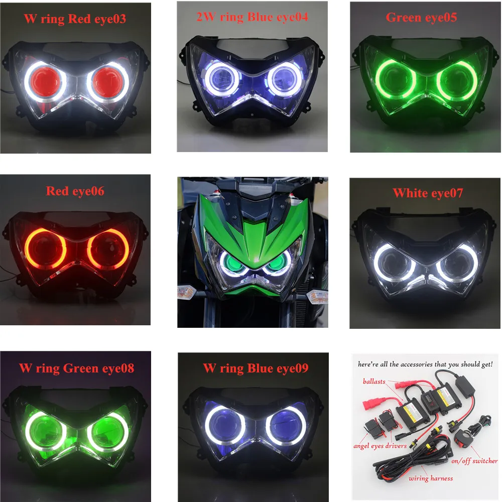 Faro LED Para motocicleta, proyector HID personalizado, montaje de faro Para Kawasaki Z800, Z250, Z300, 13-17