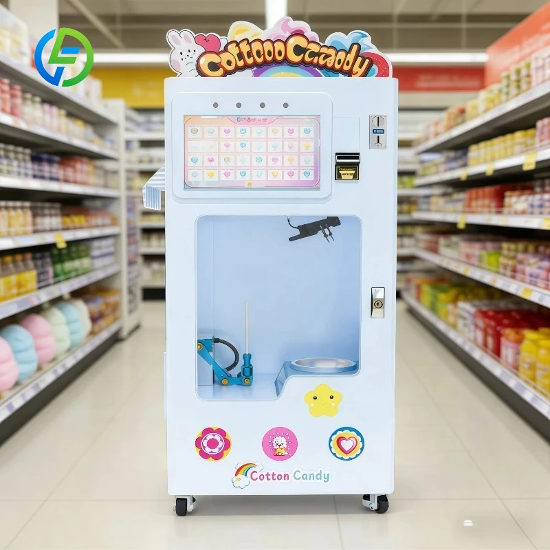 FL Customize Cotton Candy Vending Machine Indoor Touch Screen Intelligent Colourful Sugar Making Machine Desig Smart Marshmallow