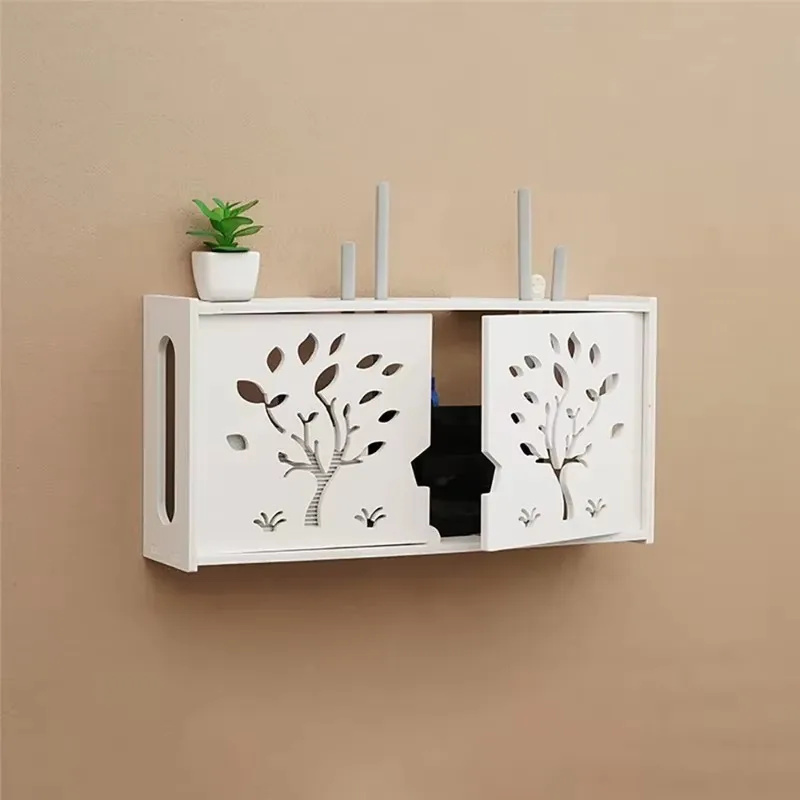 WIFI Router Wall Mounted Organizer Shelf Cable Power Plus Wire TV Set-Top Box Storage Rack for Home Office Storage Supplies