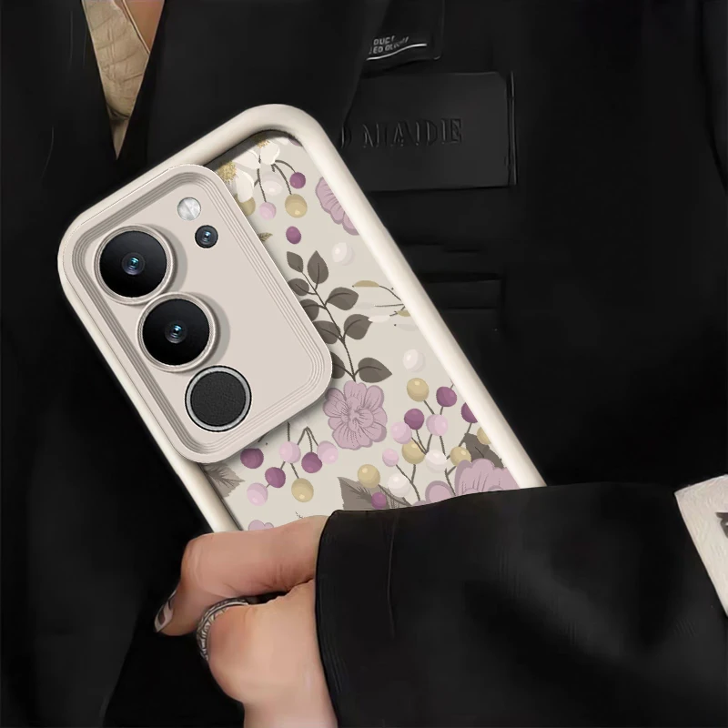 خمر زهرة طباعة جراب هاتف ل Vivo Y200 Y100 Y400 برو Y300 Y89 Y81I Y77T Y52 Y51A Y50 Y76S Y72 Y55 Y53S غطاء سيليكون #3