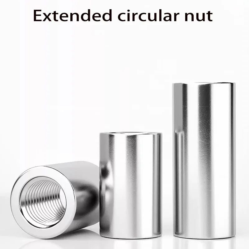 M3 M4 M5 M6 M8 304 Stainless Steel Extend Long Lengthen Round Coupling Connector Joint Sleeve Tubular Nut