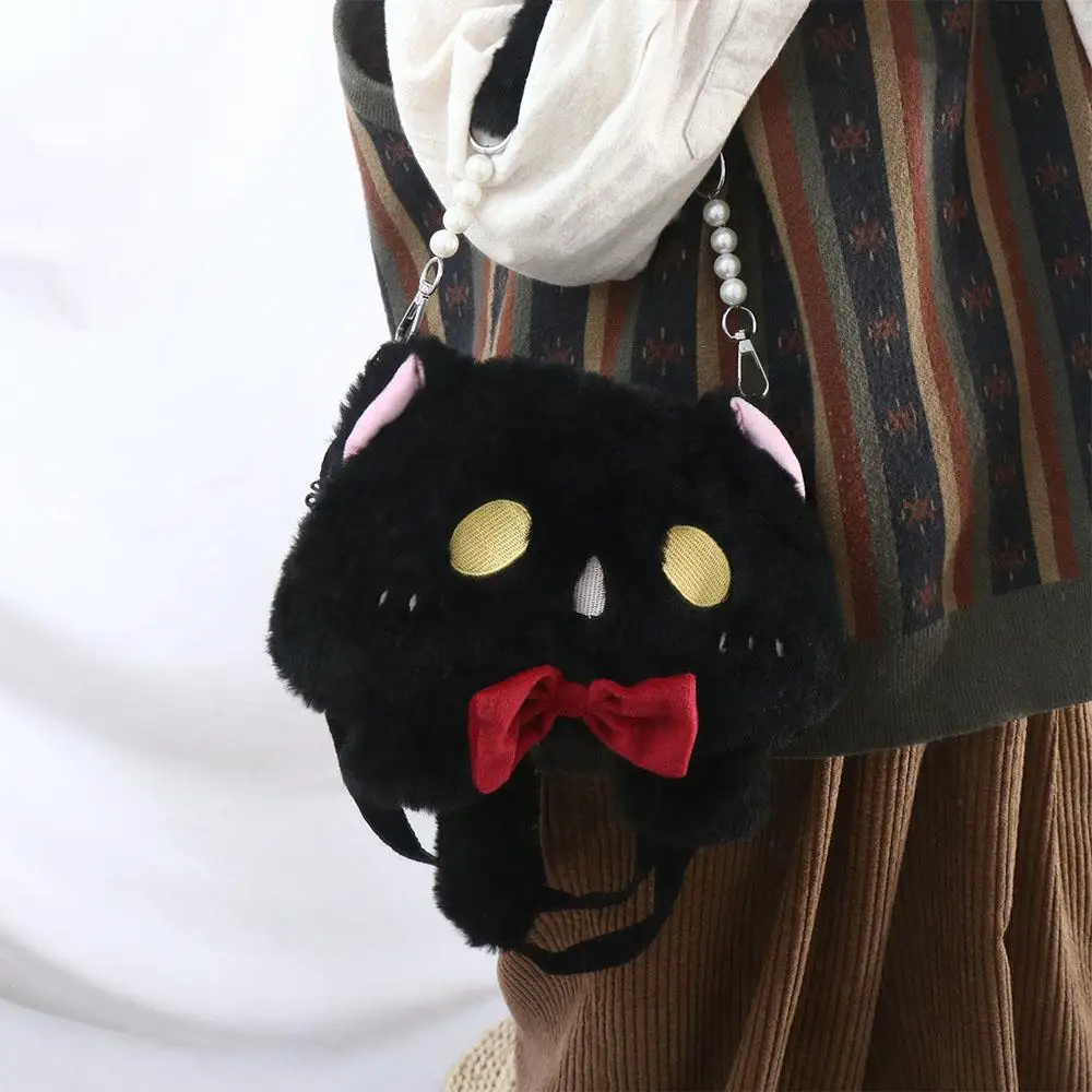 Kawaii Lolita Plush Cat Handbag Messenger Bag Shoulder Bags Coin Purse Kids JK Soft Cute Plush Ghost Cat Toys Girls Handbag