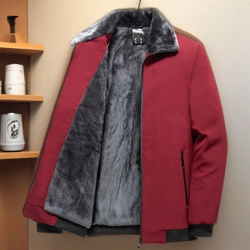 Chaqueta de Aodón con Forro Polar ueso para Hombre, Estilo Nuevo 2024, Abrigo Informal de Invierno Cálido con Cuello de P...