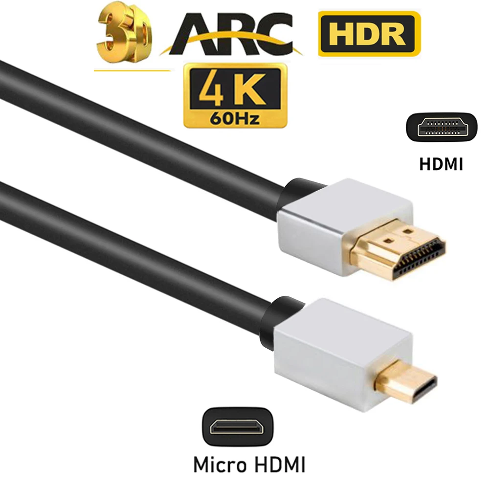 Micro HDMI cable 2.0 4K 60Hz Cable HDMI to Micro HDMI for Raspberry Pi 4 GoPro Hero 7 Black Hero 5 4 6 Camera laptop HDTV