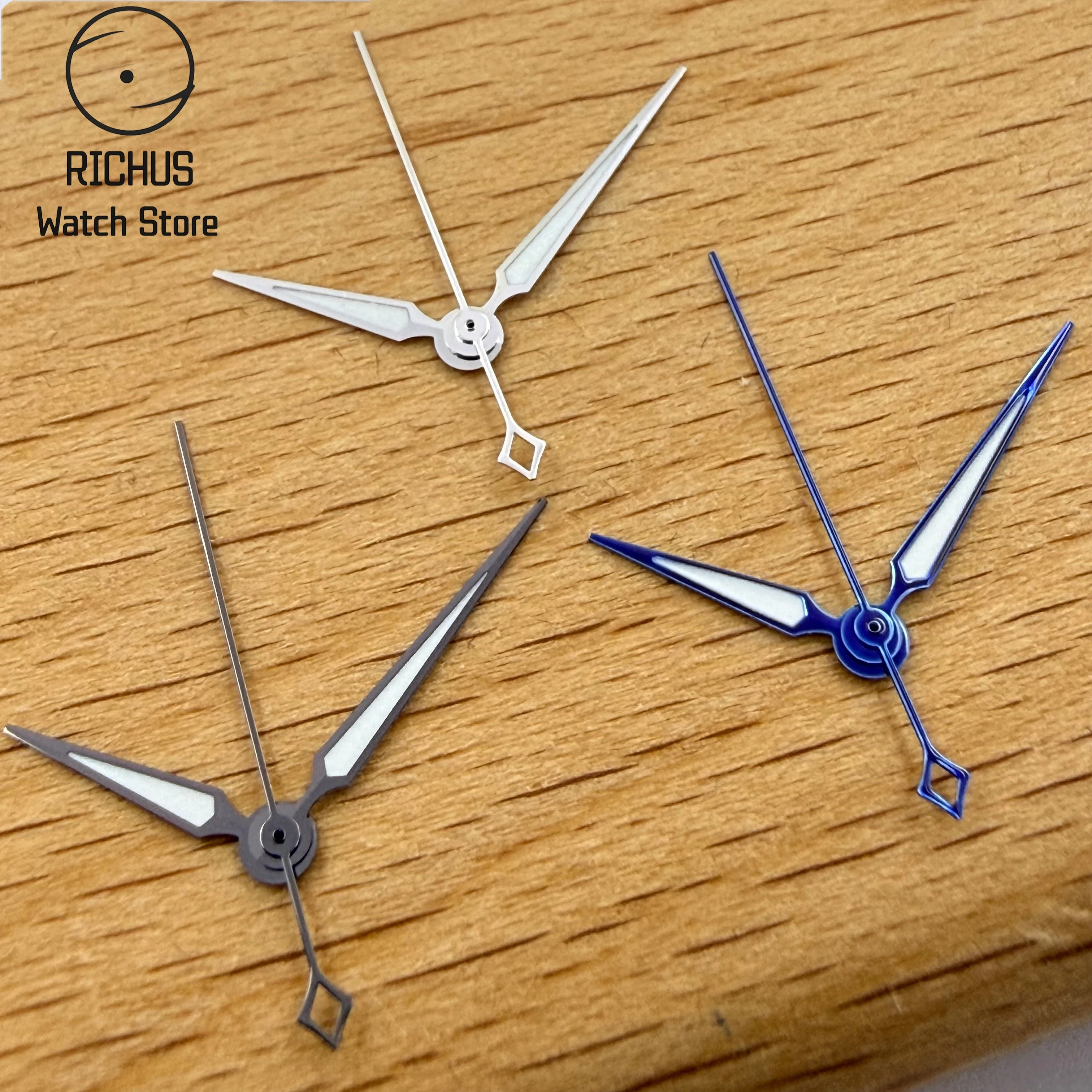 Juego de Manecillas VH31 Plateadas, Azules y Color Gris Metálico, Luminosas, Tipo Espada, Compatibles con el Movimiento de Cuarzo VH31, Accesorios para Relojería
