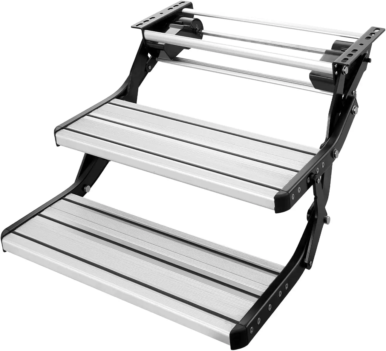

440 LBS Load 2-Step Electric Retractable RV Stairs 12V DC Auto-Folding Aluminum Alloy Non-Slip Safe Entry