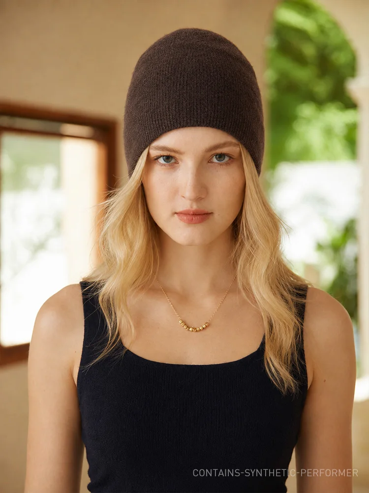 PURELINE BEANIE Women Men Fine Alpaca Cashmere One-Piece Knit Beanie Minimalist Ribbed Winter Cap Natural Fiber Cold Weather Hat