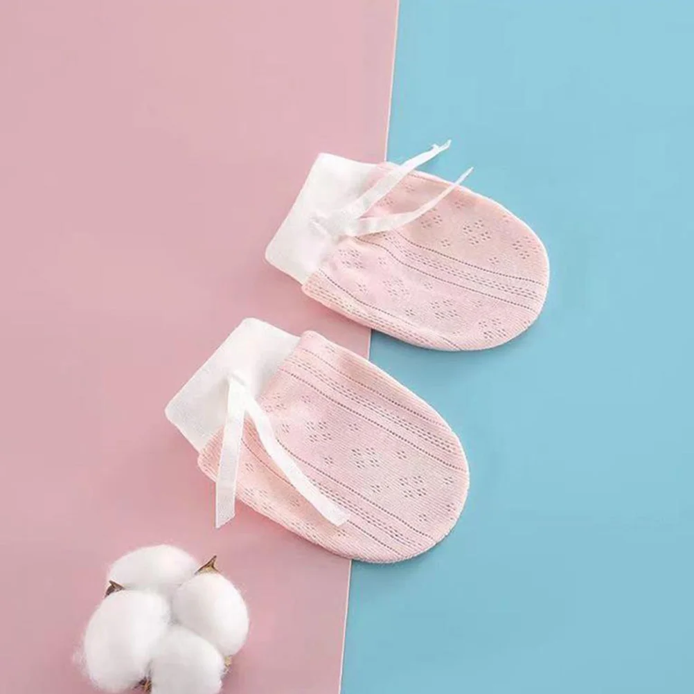 

4 Pairs Baby Mittens 0 12 Months No scratch Anti Face Scratching Soft Comfortable Thin Fabric White Yellow Green Pink Gloves