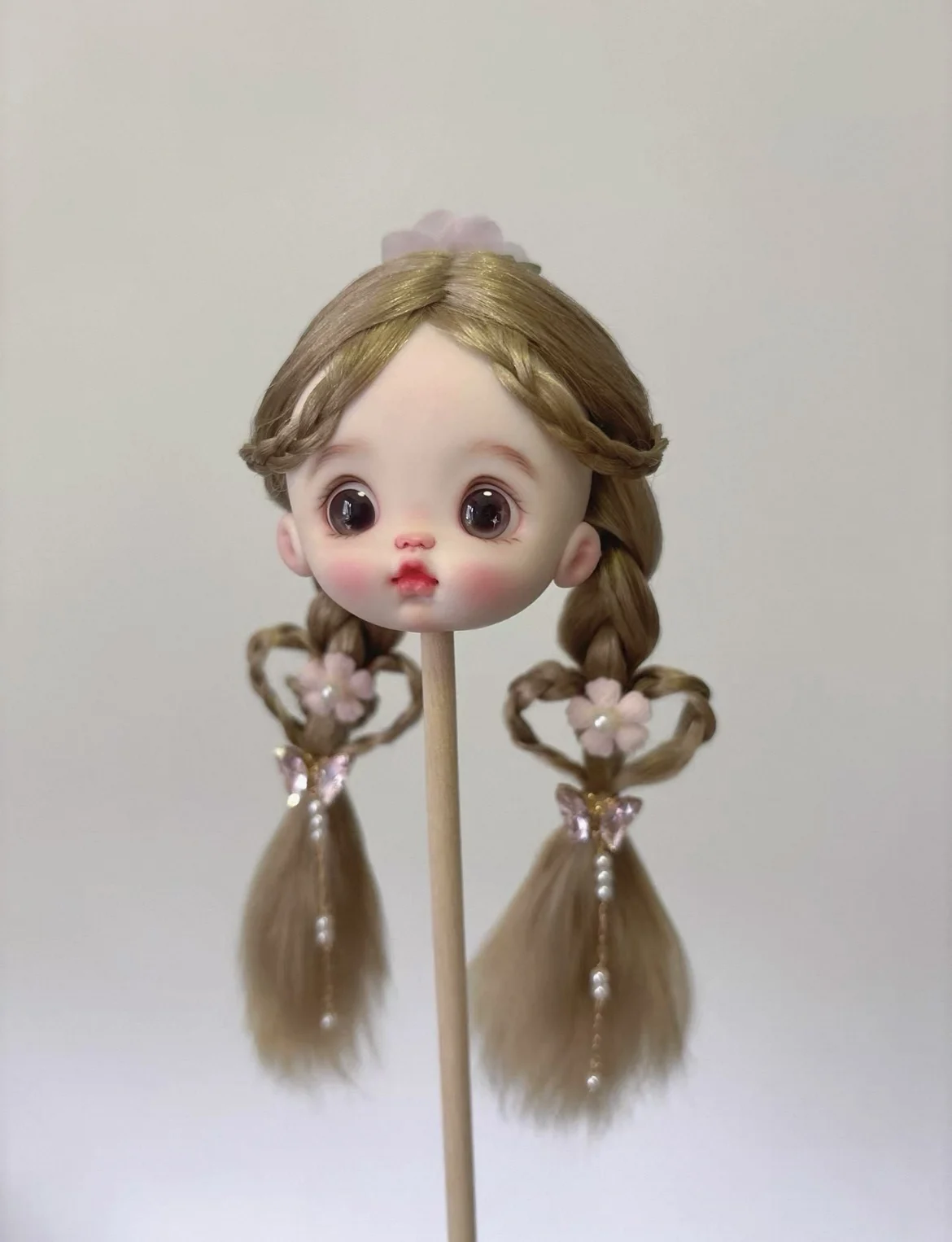 Hair for doll 14cm ob11 wig heart-shaped decoration 5-6