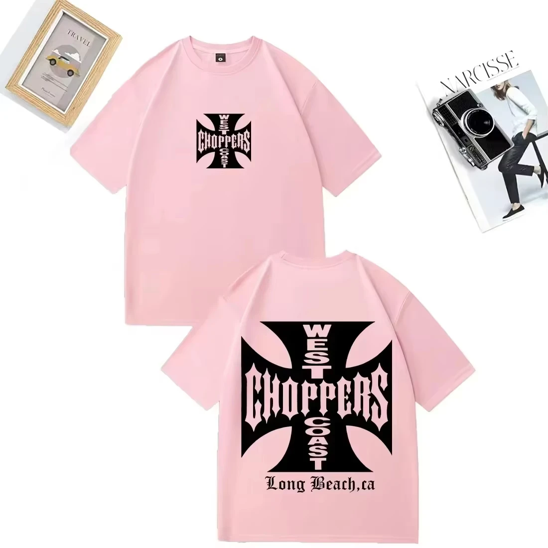 West Coast Choppers Shirt Vintage Washed Unisex Oversized Biker Streetwear Soft Cotton Short Sleeve Tee Gift Clothing Tops Hot