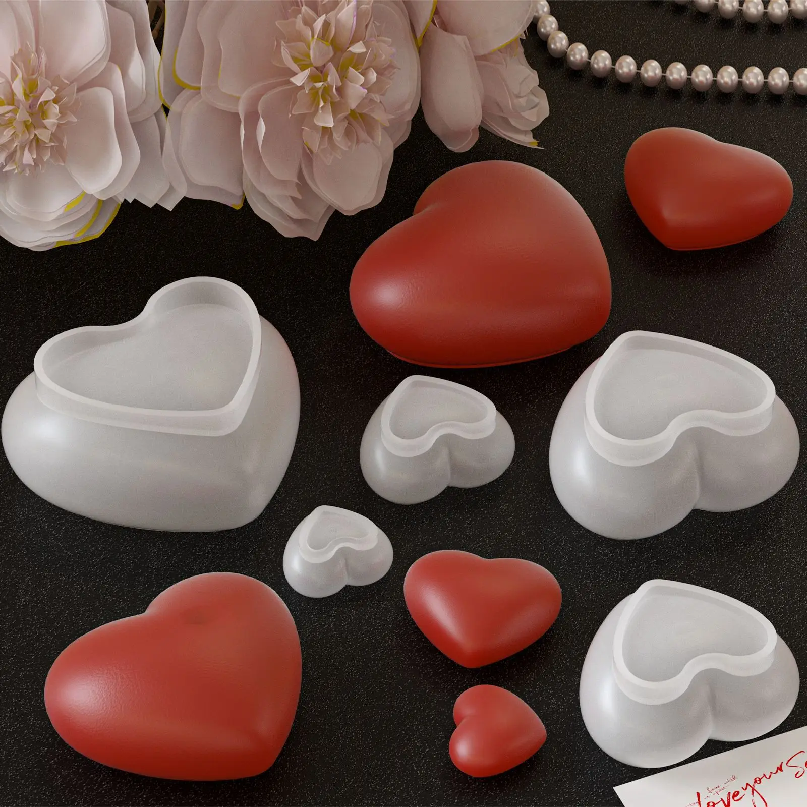 

Силиконовая форма в форме сердца, белая, для гипсовых украшений, DIY, для создания сувениров, изготовления свечей, подарков