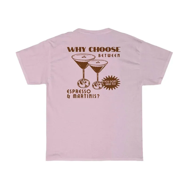 Funny T-Shirt Womenloose Back Print Espresso Martini Retro Alcohol Drinking T-Shirts Unisex Vintage Fashion Cocktail Tees