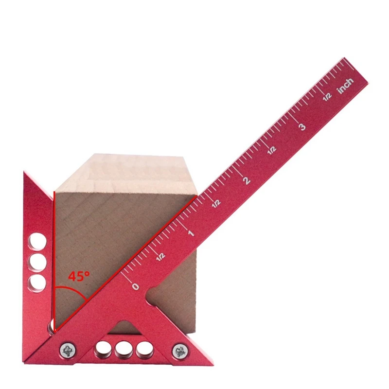 Center Finder Woodworking Square 45/90 Degree Right Angle Line Gauge Carpenter Ruler Wood Tool-Inch