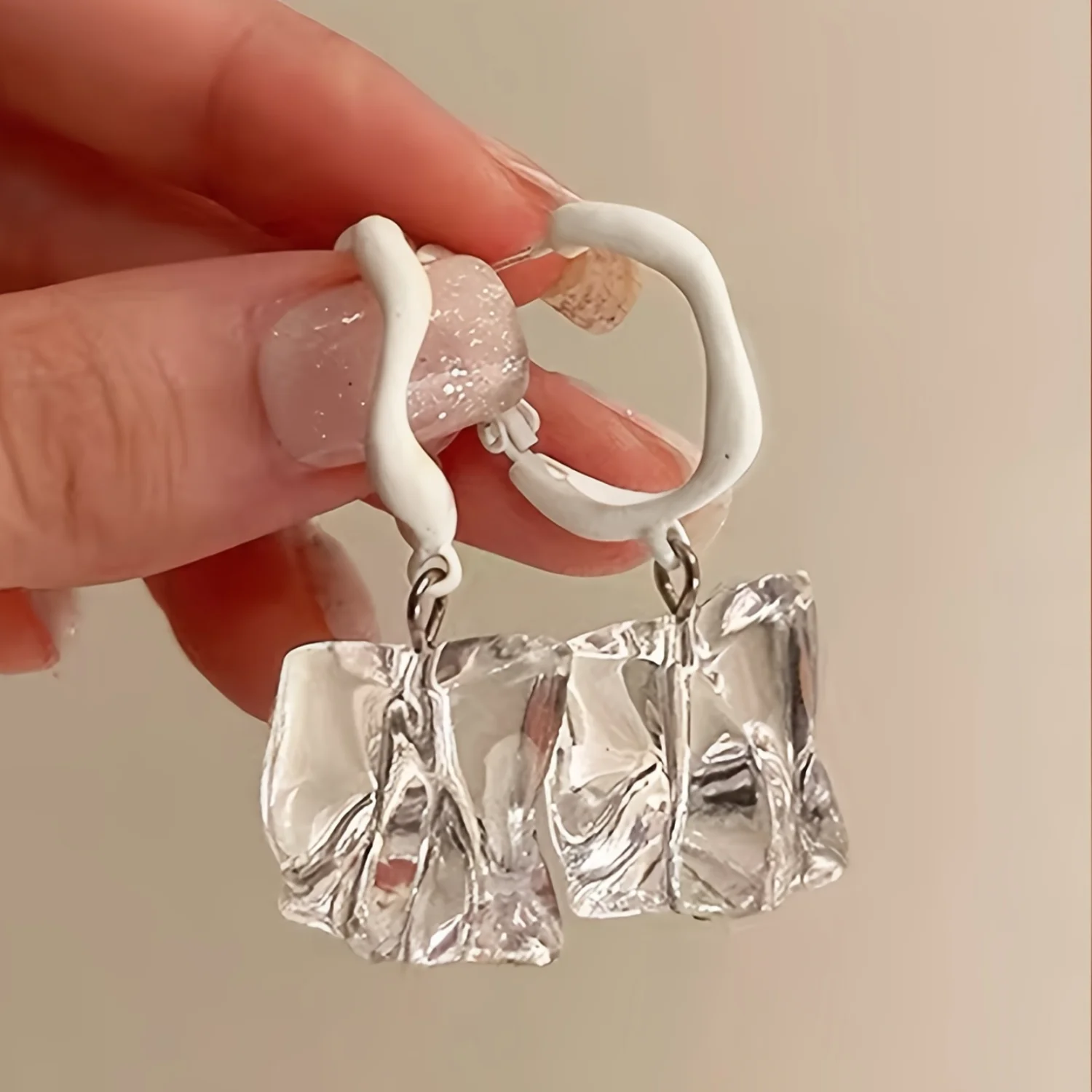 Y2K-Inspired Acrylic Dangle Earrings - Transparent Finish - Casual & Party Accessory