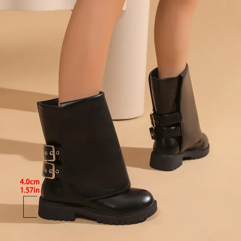 

Новинка 202, осенние универсальные женские высокие сапоги на платформе и плоском каблуке, модные повседневные готические сапоги до колена на молнии