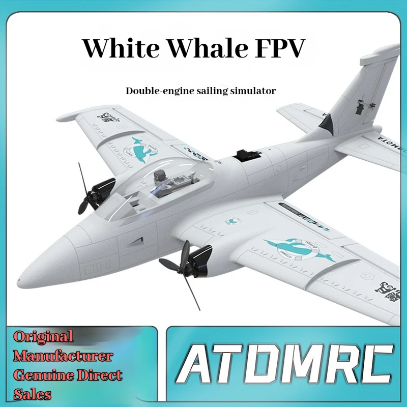 Atomrc modelo de asa fixa fpv c1200 baleia branca motor duplo tempo viagem aeronave vôo controle remoto modelo de brinquedo diy com boa sensação