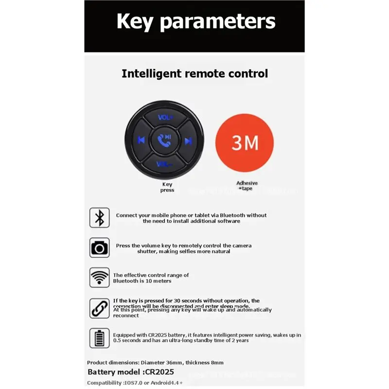B27B For Android For Car Steering Wheel Wireless Media Button Remote Controller For Music Player Bluetooth Audio Control