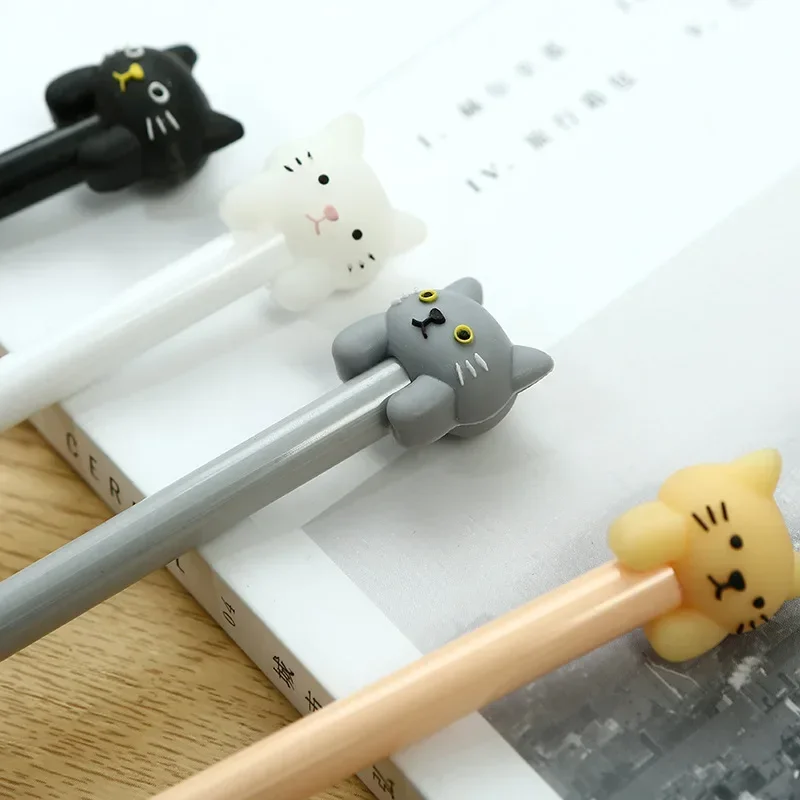 

40 шт., новый стиль в корейском стиле, канцелярские принадлежности для обучения студентов, милый пуловер с мультяшным узором, гелевая ручка с лицом котенка, офисная ручка для подписи B