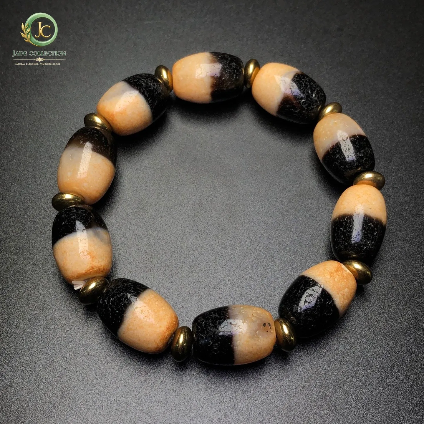 Rare Tibetan Agate Heaven Earth Healer Medicine Dzi Beads Amulet Bracelet G3601