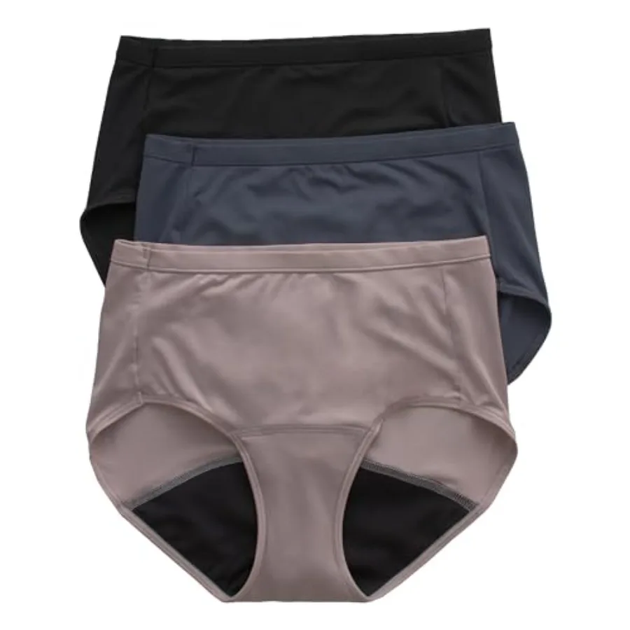 Ropa Interior Menstrual Hanes para Mujer, Paquete de Bragas Menstruales con Protección Ligera, Ropa Interior de Protección Ligera, Paquete de 3