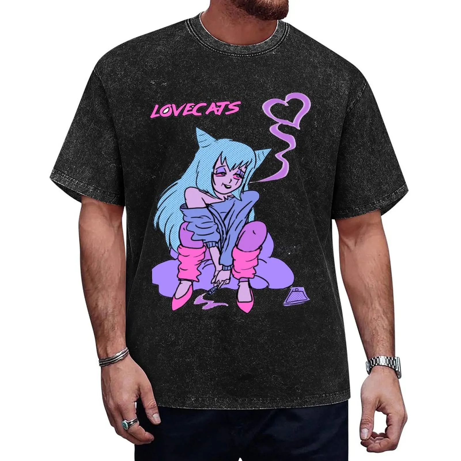 

Lovecats heart T-Shirt man clothes Anime t-shirt shirts graphic tee men