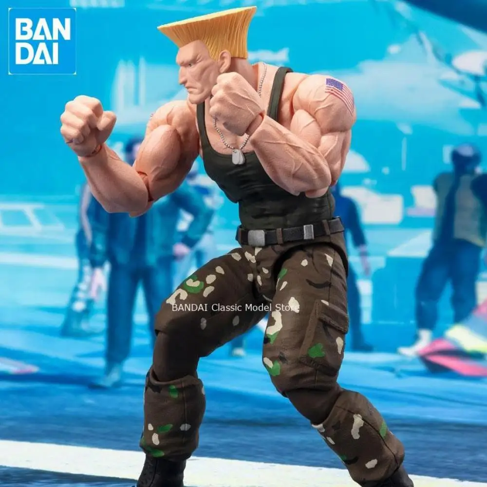 Genuíno oficial original bandai s.h.figuarts street fighter guile figura de ação anime genuíno colecionável caixa modelo dollstoy