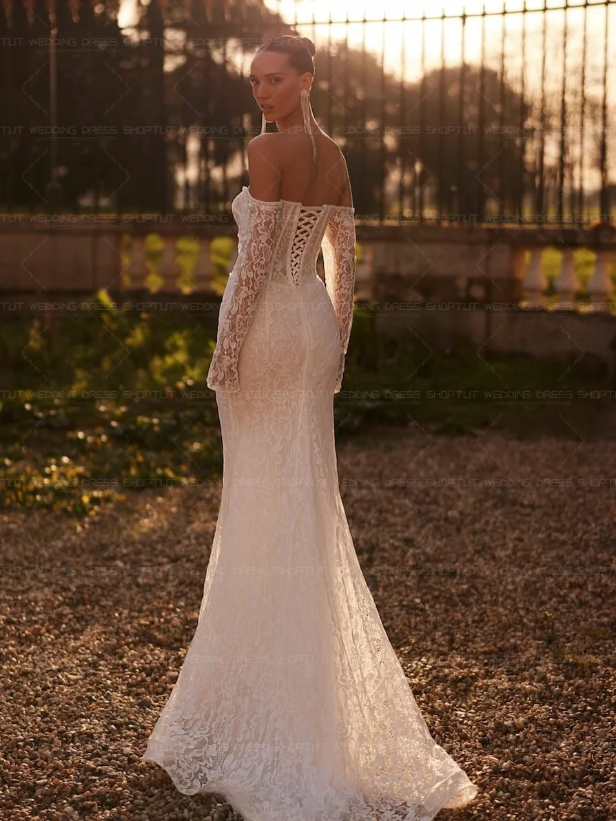 TLIT Customized Luxury Ivory Lace Off the Shoulder Wedding Dresses Sweetheart Detachable Train Mermaid Bridal Gowns 2026