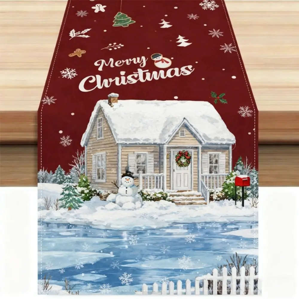 New New Year Christmas Table Runner Xmas Party Flag Cover Christmas Table Flag Navidad Gift Christmas Tablecloth Party Ornament