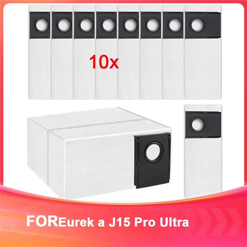 

B28C-10 Pieces Dust Bags For Eureka J15 Pro Ultra Robot Vacuum Cleaner, 3L Large Capacity Disposable Bag, Replacement Bag