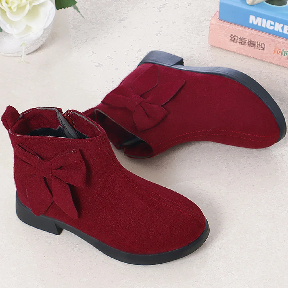 

1 пара коротких сапог с бантом для девочек, ботильоны, удобная детская зимняя обувь, детская повседневная теплая обувь, ботильоны для девочек