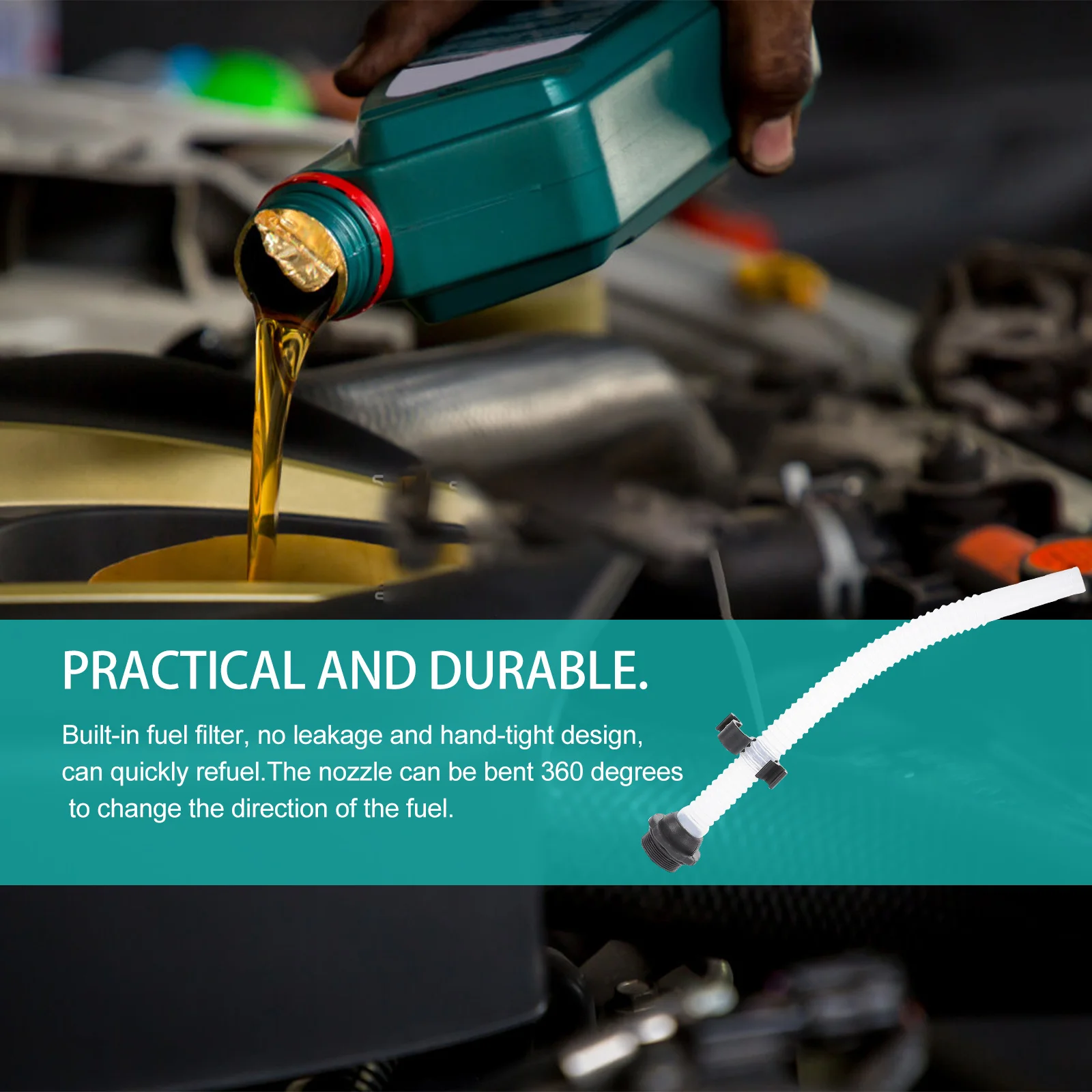 

2Pcs Plastic Fuel Can Spouts Long Flexible Nozzle for Fuel Cans with Built-in Filter Quick Refuel Gas Can Spout