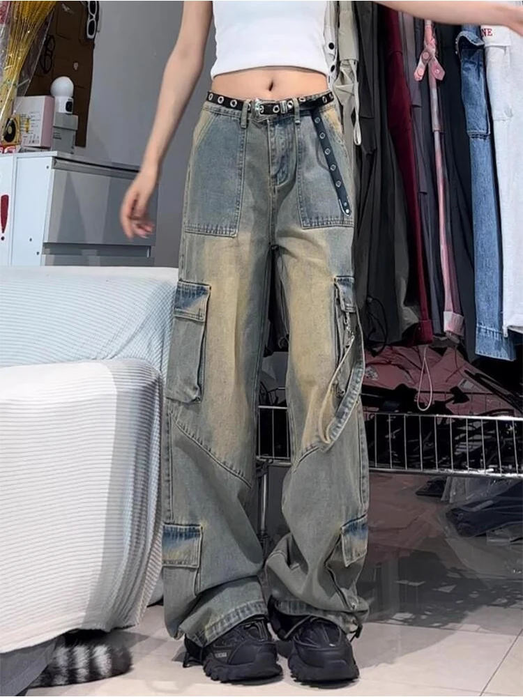 Women's Y2k Baggy Jeans Harajuku Japanese 2000s Style Oversize Cargo Denim Trousers 90s Vintage Jean Pants Trashy Clothes 2024