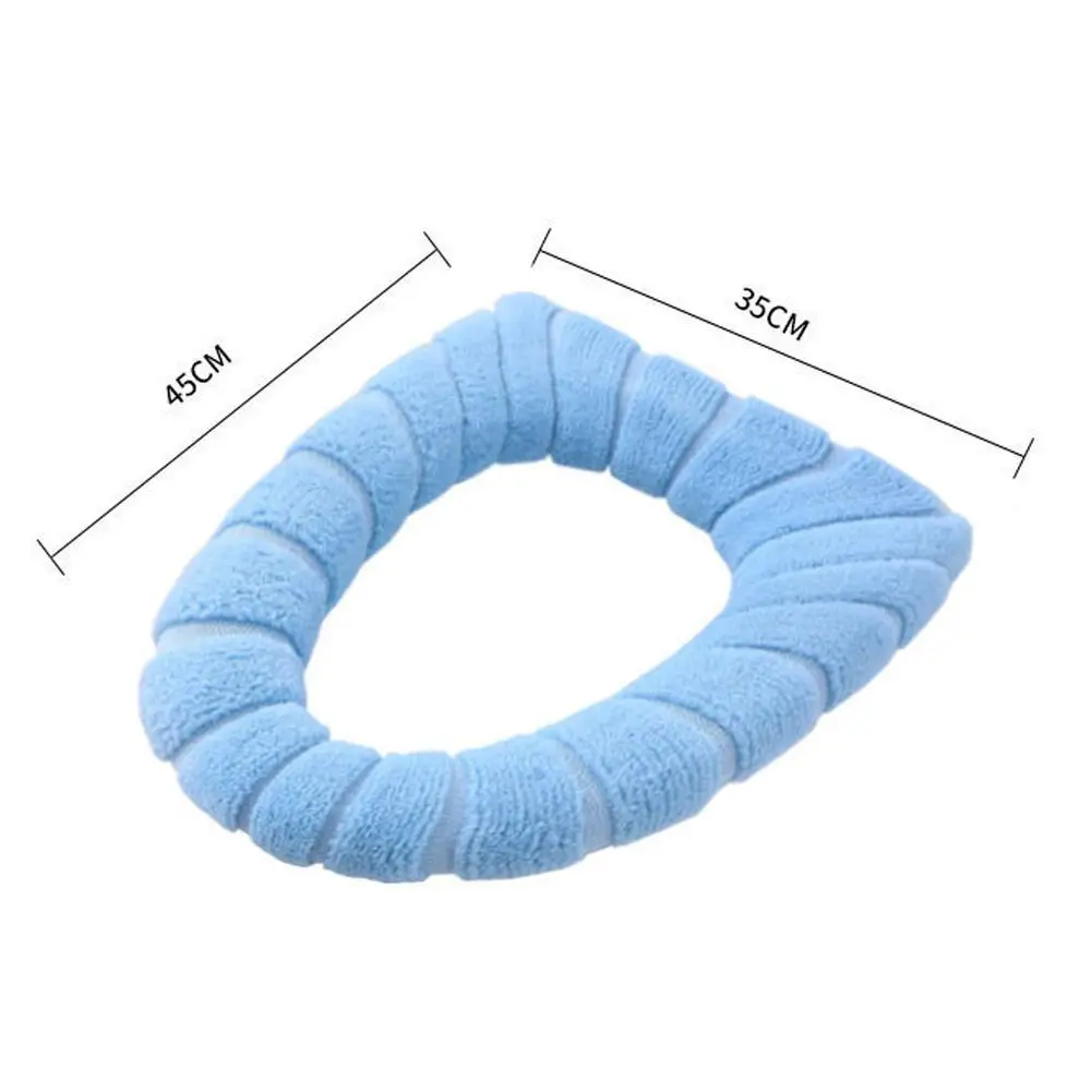 Winter Warm Toilet Seat Cover Closestool Mat 1Pcs Washable Bathroom Accessories Knitting Pure Color Soft O-shape Pad Toilet Seat