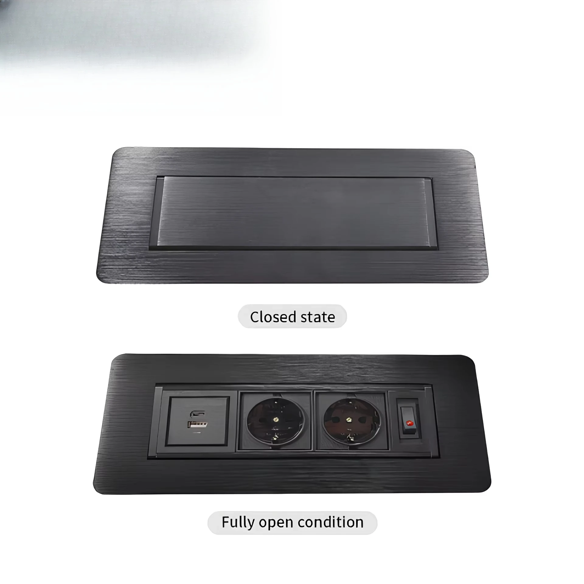 Socket Modules Recessed Tabletop Office 2 Outlet Power Socket with USB Office Funiture Electric Manual Flip Socket