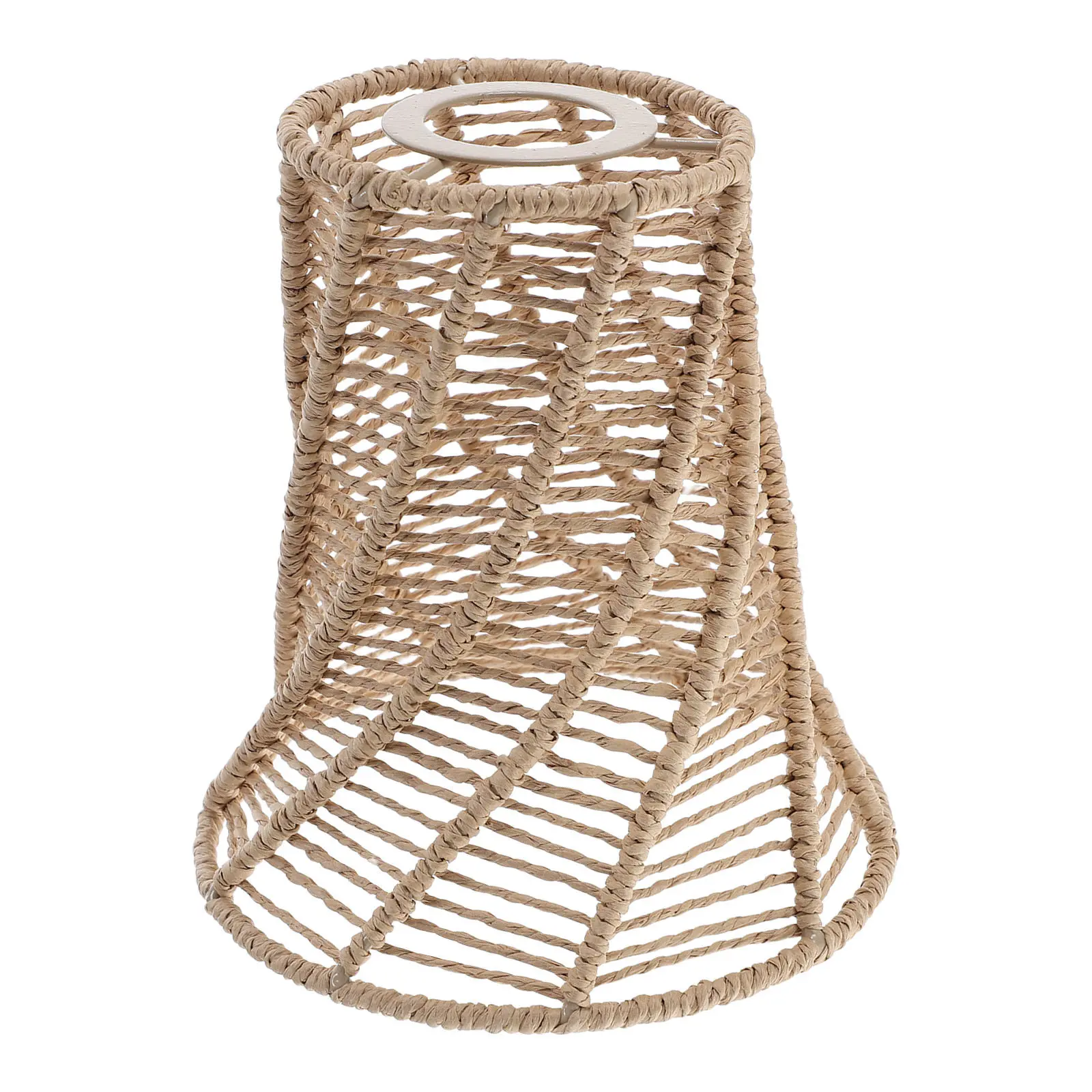 

Boho Rattan Woven Lampshade Small Decorative Ceiling Light Cover Artistic Rustic Lamp Shade for Home Bedroom Living Room
