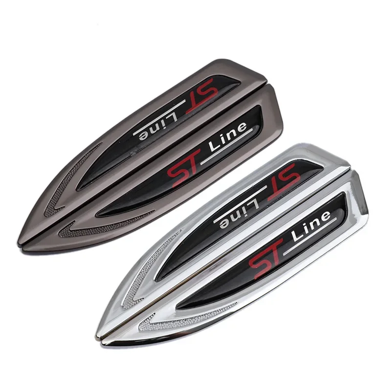 1 Pair Metal ST Line Logo Fender Side Sticker Emblem For Ford Focus 2 Focus 3 FIESTA Kuga FUSION ESCAPE EDGE Badge Car Styling