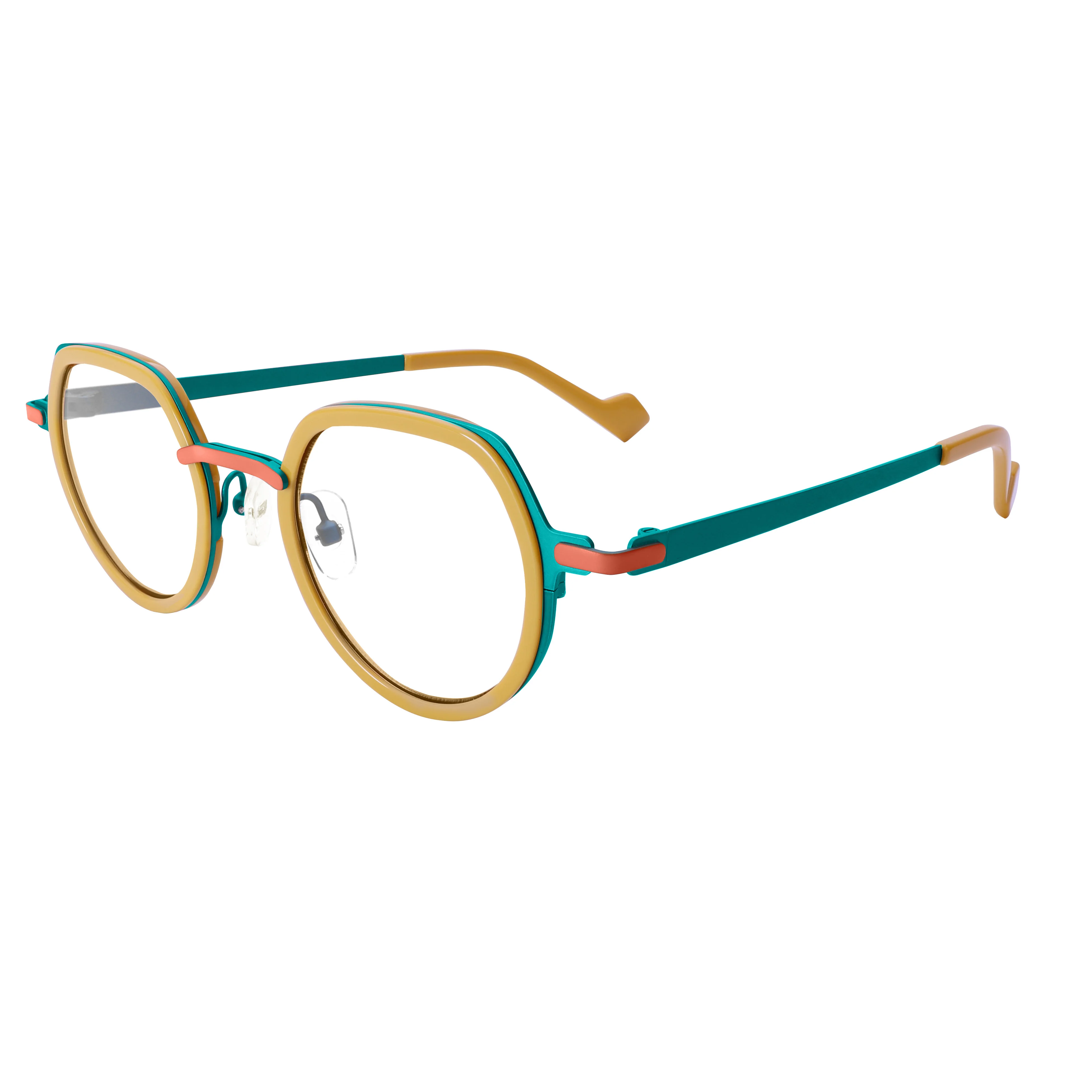 

Luxury Acetate Metal Frames for Prescription Glasses Men Women Geometric Square Horn Rimmed Look Anti Eye Strain Computer Use