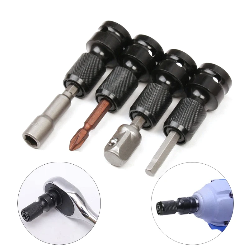 Electric Wrench 1/2 Square Drive To 1/4 Hex Socket Female Adapter Spanner Chuck Converter Impact Air Extension Pneumatic Tool