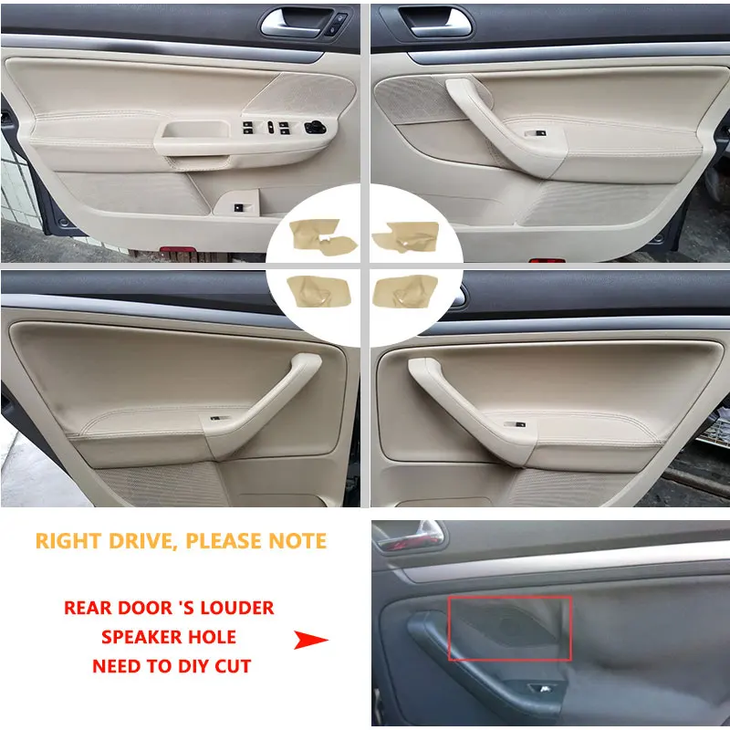

LHD For VW Jetta 2005 2006 2007 2008 2009 2010 / For Golf 5 Car Door Handle Armrest Panel Microfiber Leather Cover 4 doors only