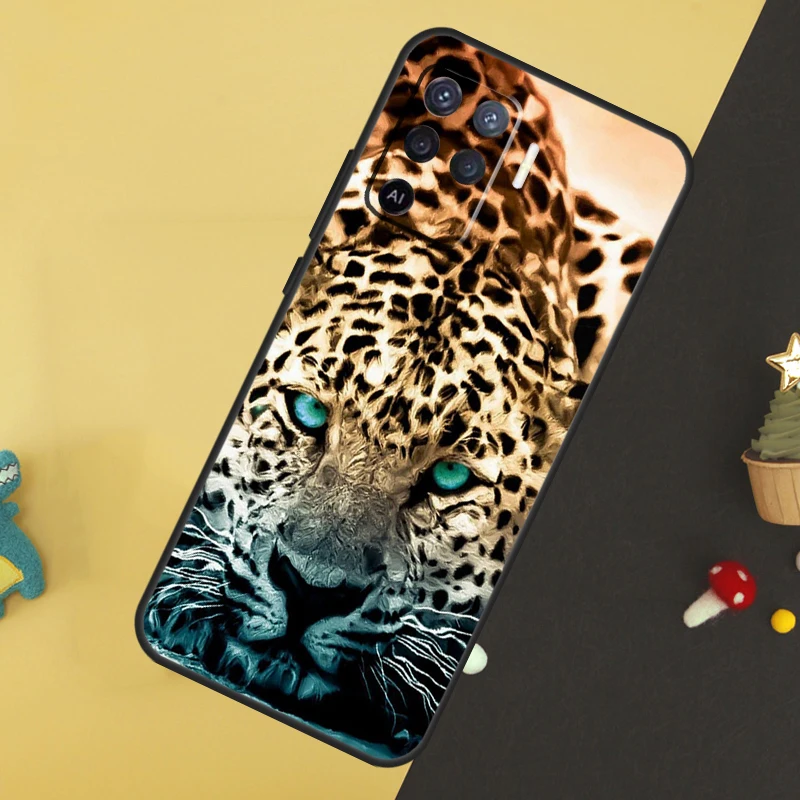 Cheetah Panther Snow Cheetah For OPPO A78 A98 A58 A54 A74 A94 A76 A96 A5 A9 A52 A72 A77 A79 A53S A57S A15 A16 A17 Case