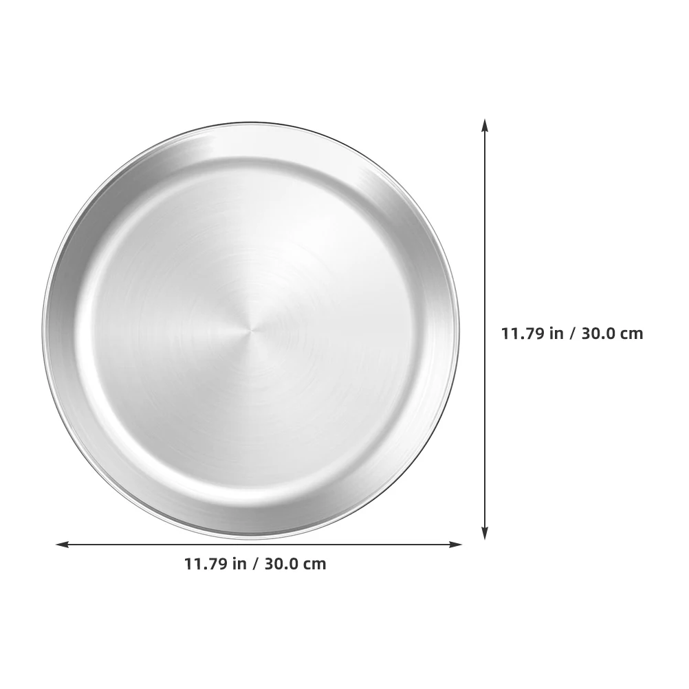 Stainless Steel Pizza Pan Serving Tray Trays Food Thickened Cake Kitchen Plate Round Platter Shape Dish Baby