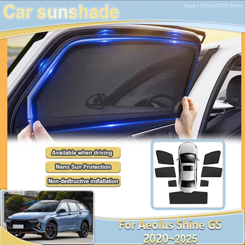 For Aeolus Shine GS Yixuan GS Dongfeng 2020 2021-2025 Car Mesh Sun Shade Full Visor Anti-UV Light Blocking Curtains Accessories