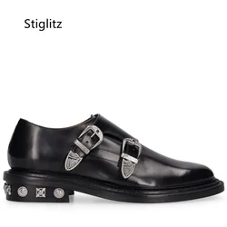 Belt Buckle Men's Leather Shoes Black Slip On Genuine Leather Shoes Safety Shoes for Work Men Office Dress Business Shoes Men