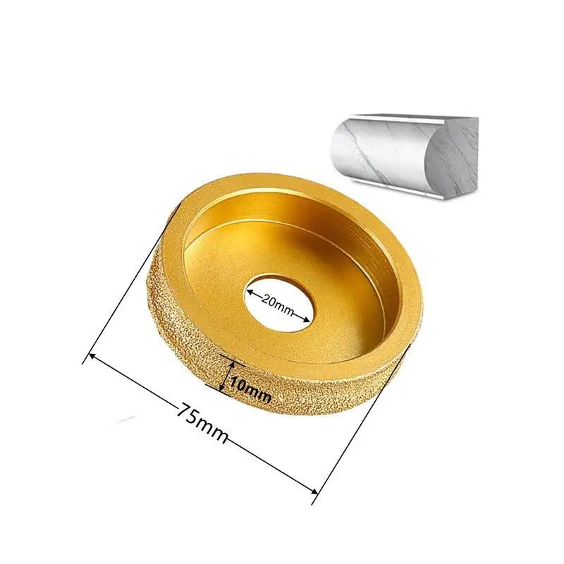 20mm Bohrdurchmesser 3 Zoll 75mm Runde Vakuumgelötete Diamant-Schleifscheibe Halbrunde Kante Marmor-Stein-Kantenprofil-Schleifscheibe – Detail 1