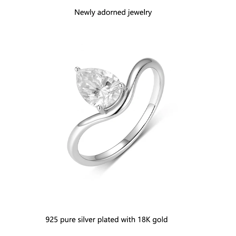 

Серебряное кольцо S925 с каплями 1,25 карата с муассанитом, минималистичный закрытый дизайн, женский трансграничный бестселлер на складе