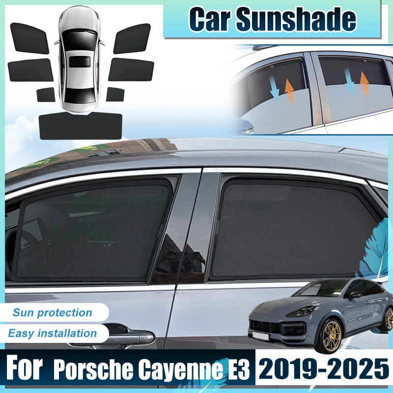 

For Porsche Cayenne E3 Accessories 2019-2025 Car Front Rear Window SunShades Cover Anti UV Visors Heat Sunshades Accesorios Mesh