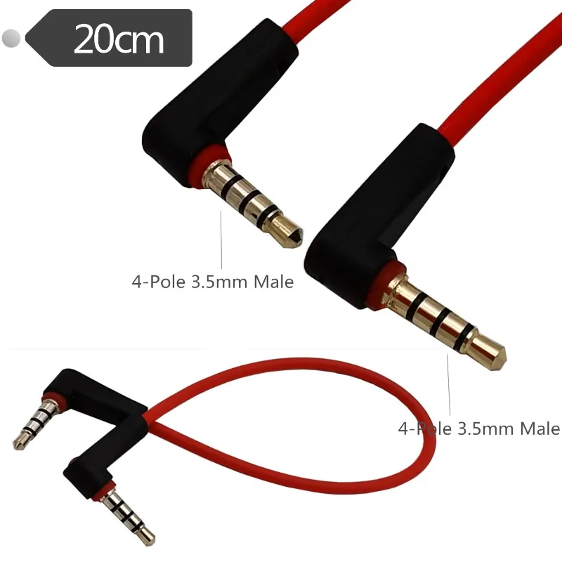 

4-Pole 3.5mm Male Right Angle To 3.5mm Male Right Angle Stereo Audio Cable Headset Extension Audio Cable 0.2m
