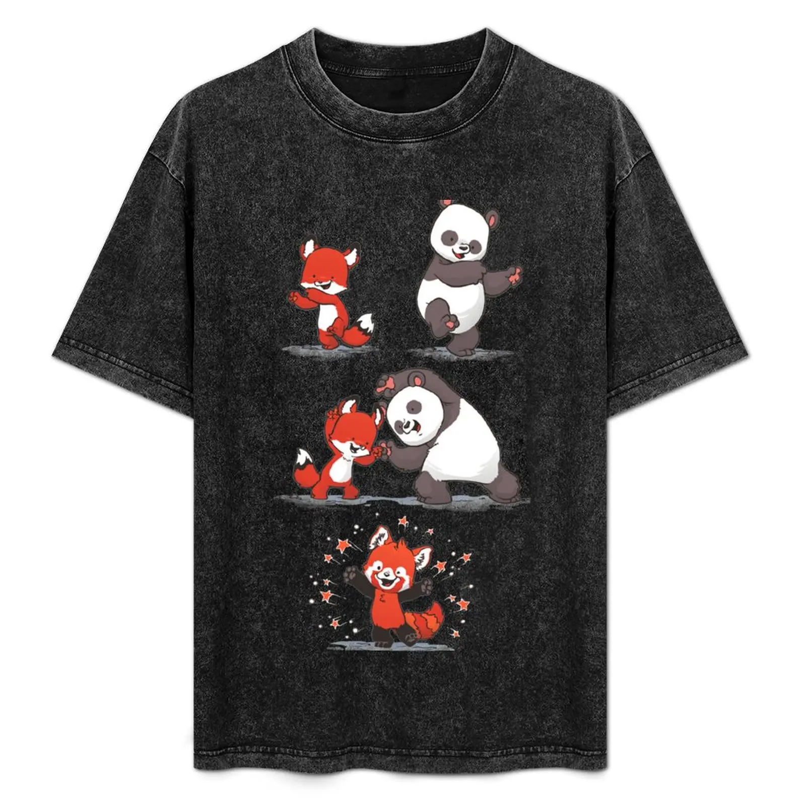Panda and Red Fox Fusion T-Shirt Holiday Vacation Tee Shirt