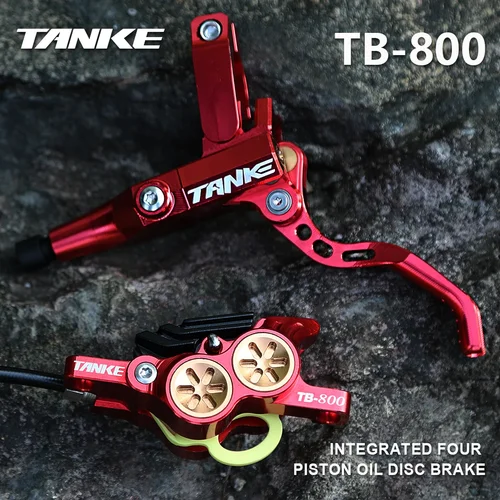 Imagen 2 del producto TANKE MTB freno de disco hidráulico de 4 pistones 900/1700mm 4 pistones pastillas de freno de resina presión de aceite AM DH Road MTB freno de disco ultraligero