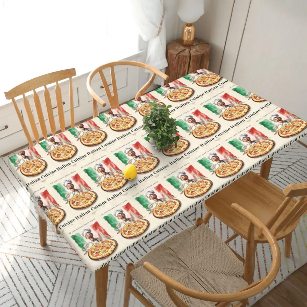 Mantel Rectangular Personalizado con la Bandera Italiana, Cubierta de Mesa Resistente al Aceite para Decoración de Fiestas y Festivales